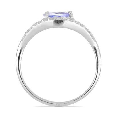 BUY STERLING SILVER NATURAL TANZANITE GEMSTONE CLASSIC RING